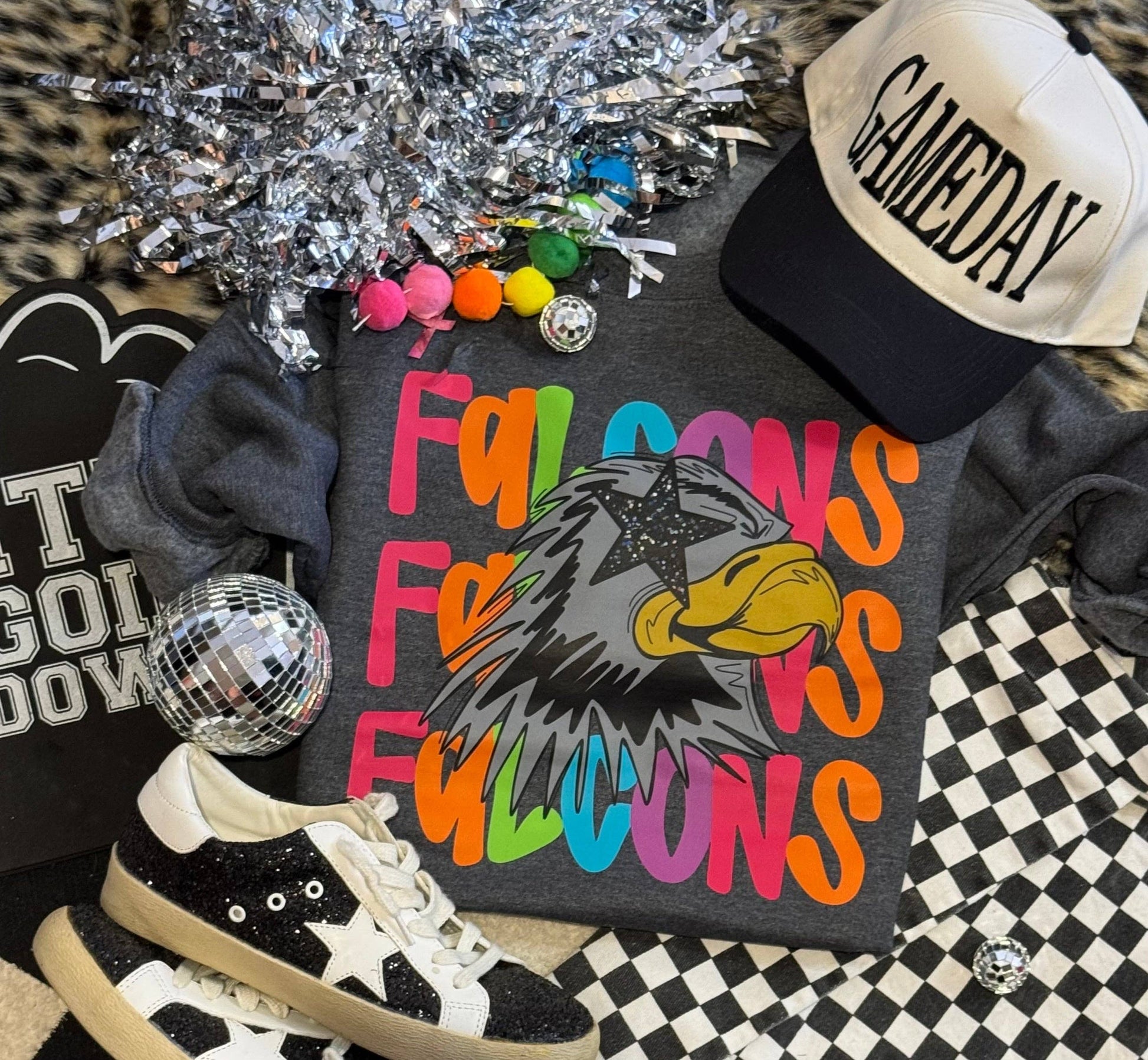 Falcons Neon Mascot Sweatshirt Unisex T-shirt, Sweatshirt, Hoodie, Long Sleeve Tee - T-Shirt, Sweatshirt, Hoodie