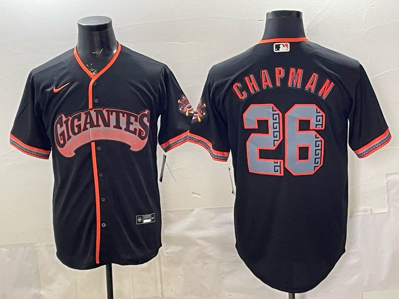 Men's San Francisco Giants Matt Chapman #26 Black Alternate Stadium Jersey baseball jersey product view 1