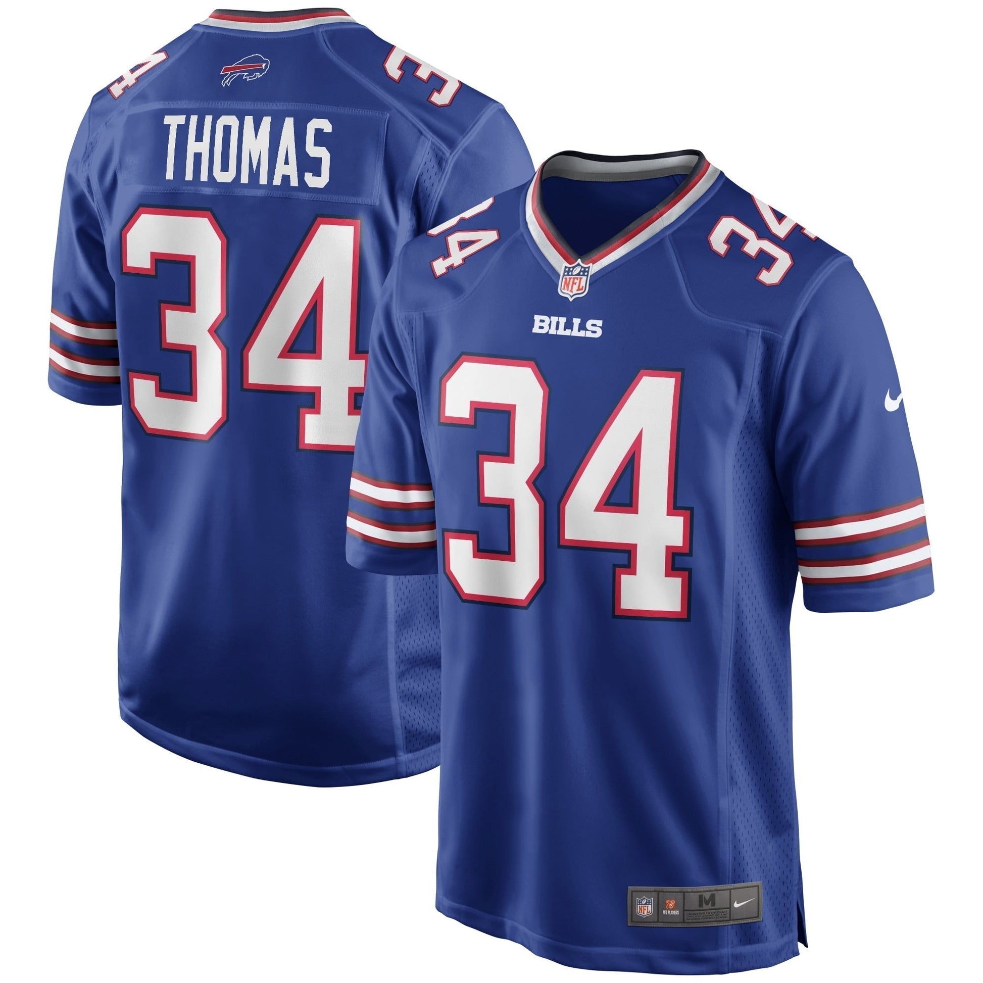Thurman Thomas Buffalo Bills Game Retired Jersey - Royal football jersey product view 1
