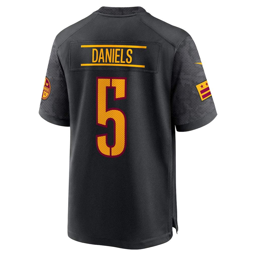 W.Commanders #5 Jayden Daniels Black Alternate Game Player Jersey football jersey product view 1