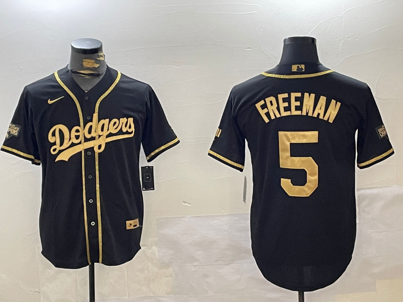Men's Los Angeles Dodgers Freddie Freeman Black Player Game Jersey baseball jersey product view 1