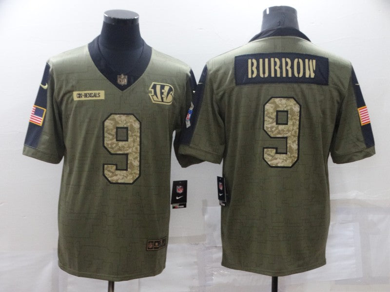 Men's Cincinnati Bengals Joe Burrow #9 Brown Game Jersey1 football jersey product view 1