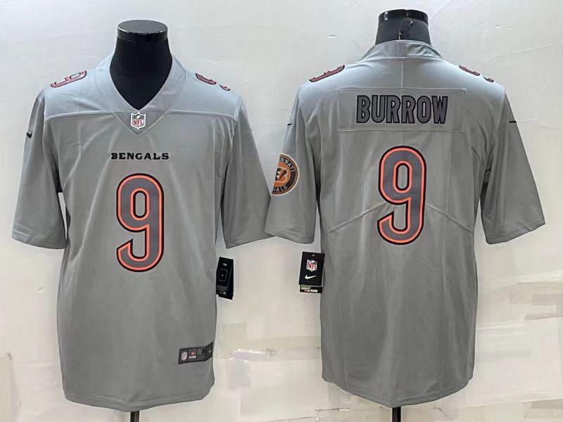 Men's Cincinnati Bengals Joe Burrow #9 Gray Atmosphere Fashion Game Jersey1 football jersey product view 1