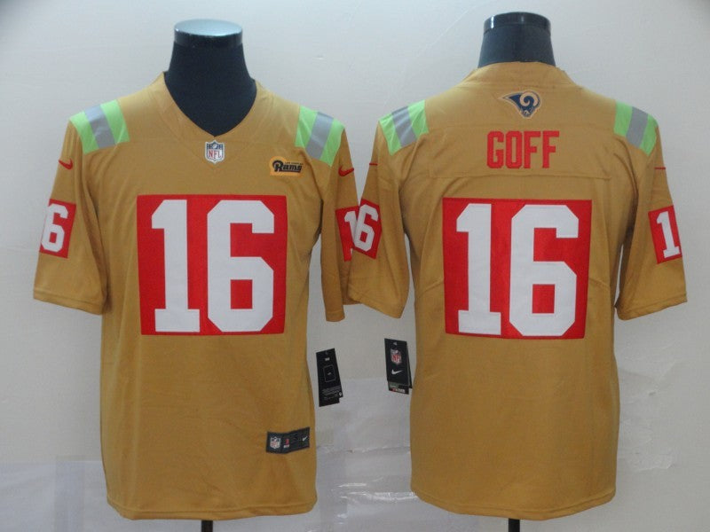 Men's Los Angeles Rams Jared Goff #16 Yellow City Edition Game Jersey1 football jersey product view 1