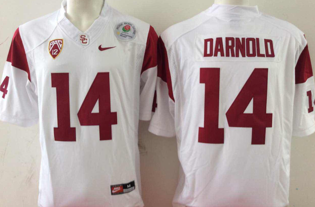 Men's USC Trojans Sam Darnold White Player Game Jersey sports jersey product view 1