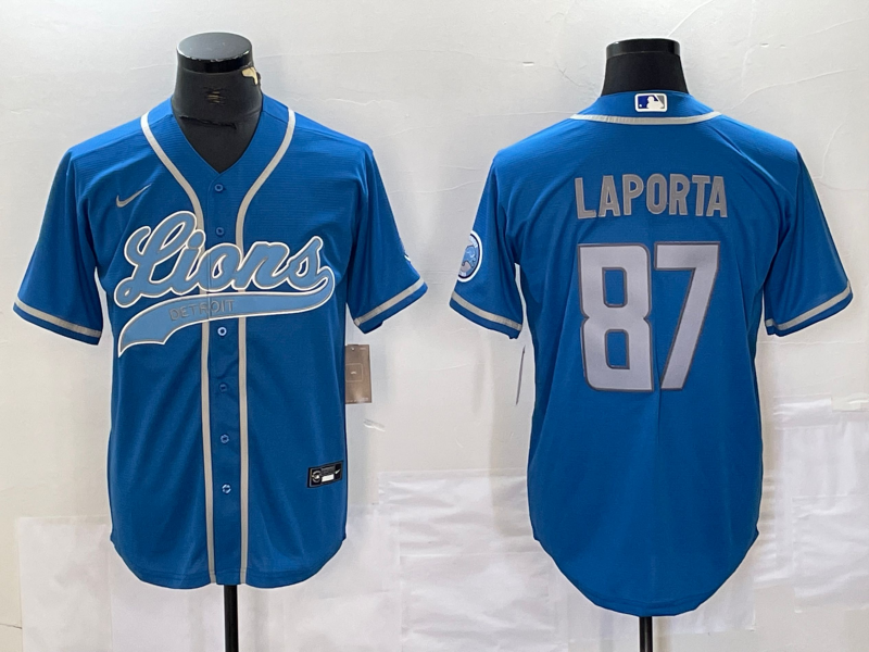 Men's Detroit Lions Sam LaPorta Blue Player Jersey Joint Edition football jersey product view 1