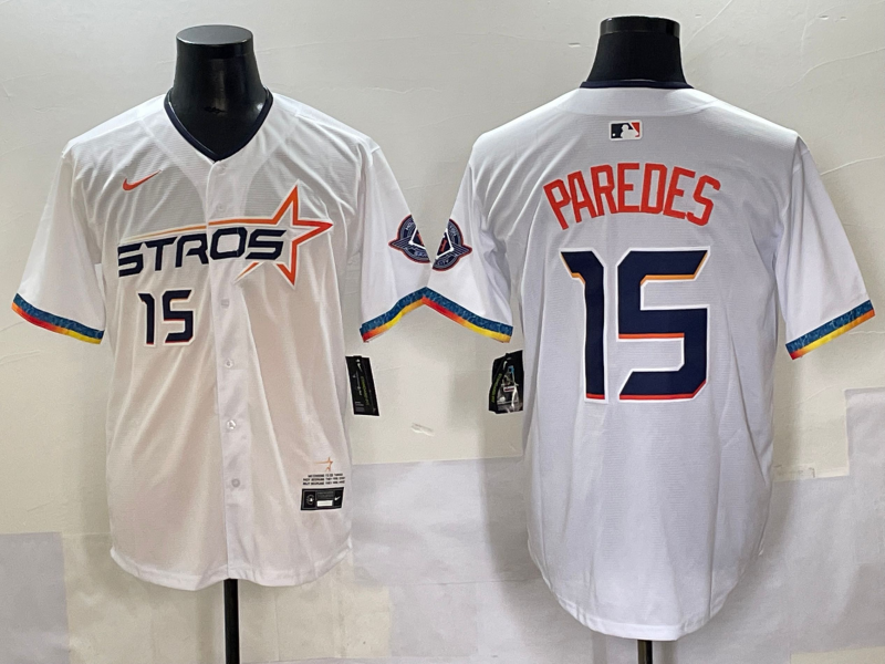 Men's Houston Astros Enoli Paredes #15 White 2025 City Connect Limited Player Jersey baseball jersey product view 1