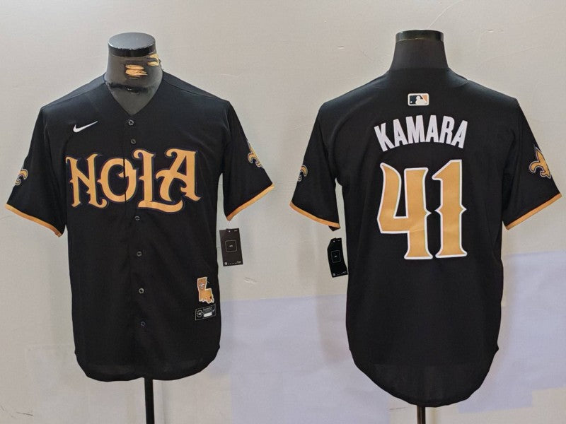 Men's New Orleans Saints Alvin Kamara Black Replica Player Jersey football jersey product view 1