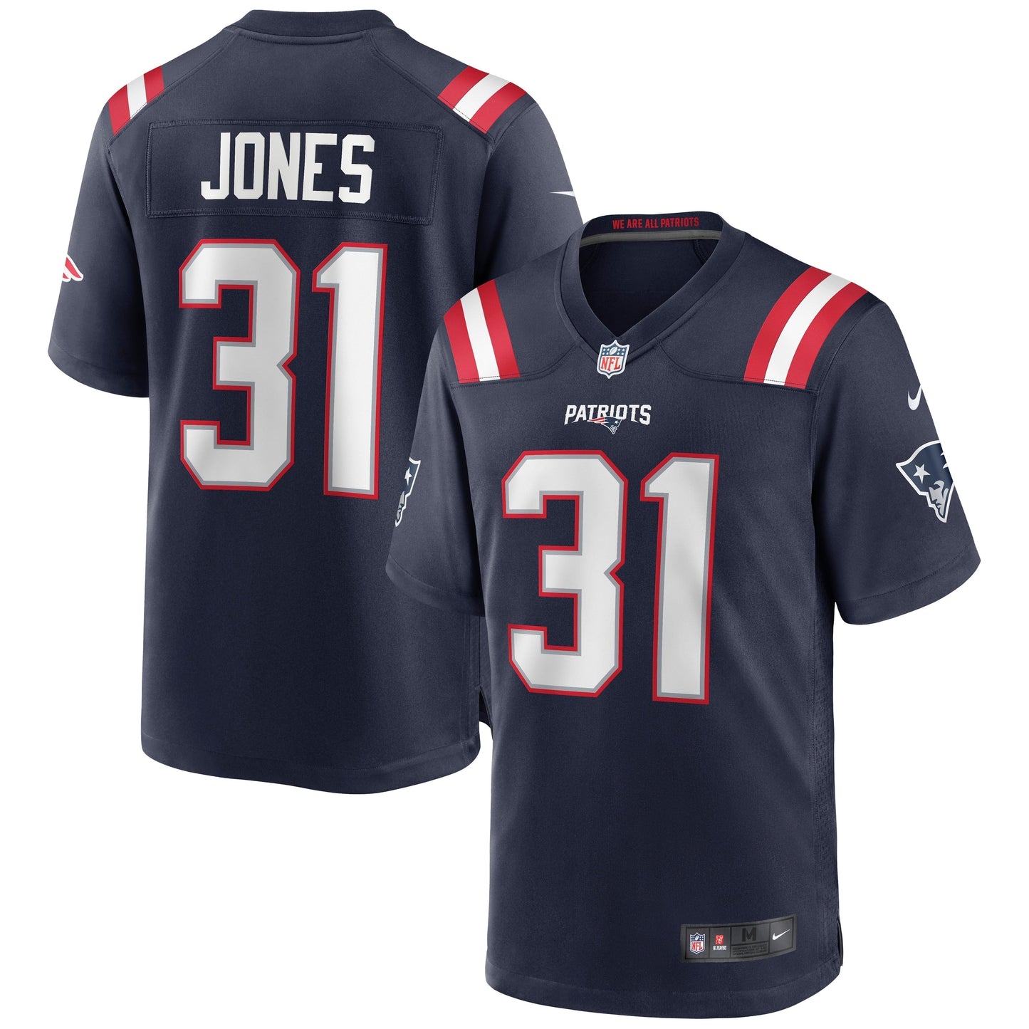 Jonathan Jones New England Patriots Game Jersey - Navy football jersey product view 1