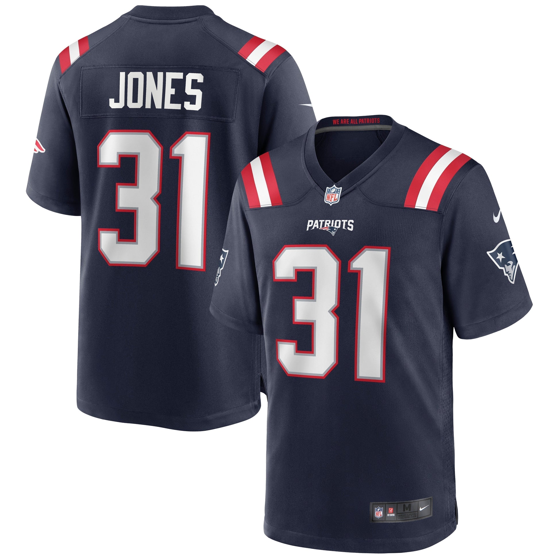 Jonathan Jones New England Patriots Game Jersey - Navy football jersey product view 1