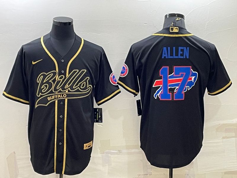 Men's Buffalo Bills Josh Allen Black Game Jersey Joint Edition football jersey product view 1