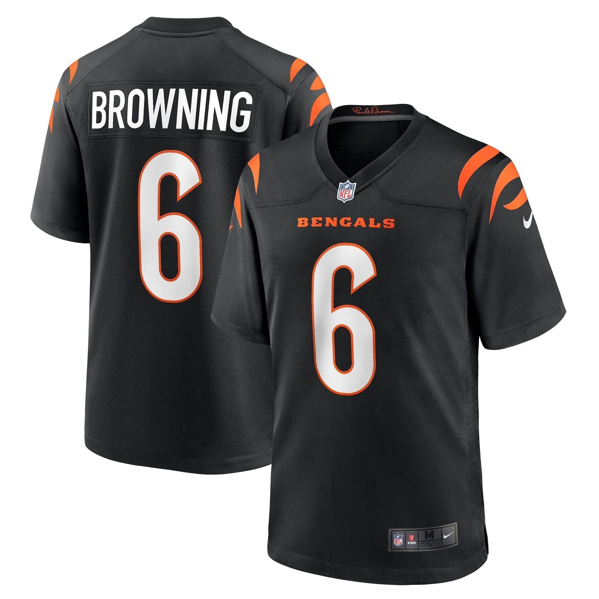 Jake Browning Cincinnati Bengals Game Jersey - Black football jersey product view 1