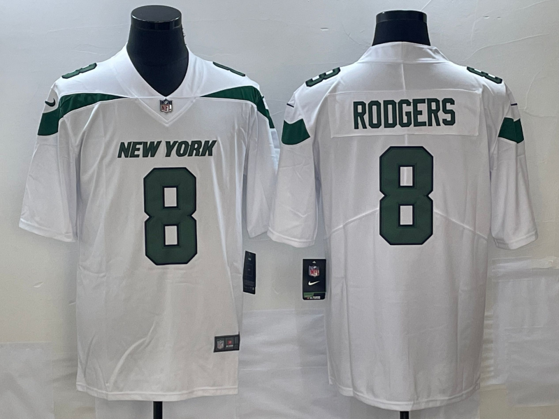 Men's New York Jets Aaron Rodgers White Game Jersey football jersey product view 1