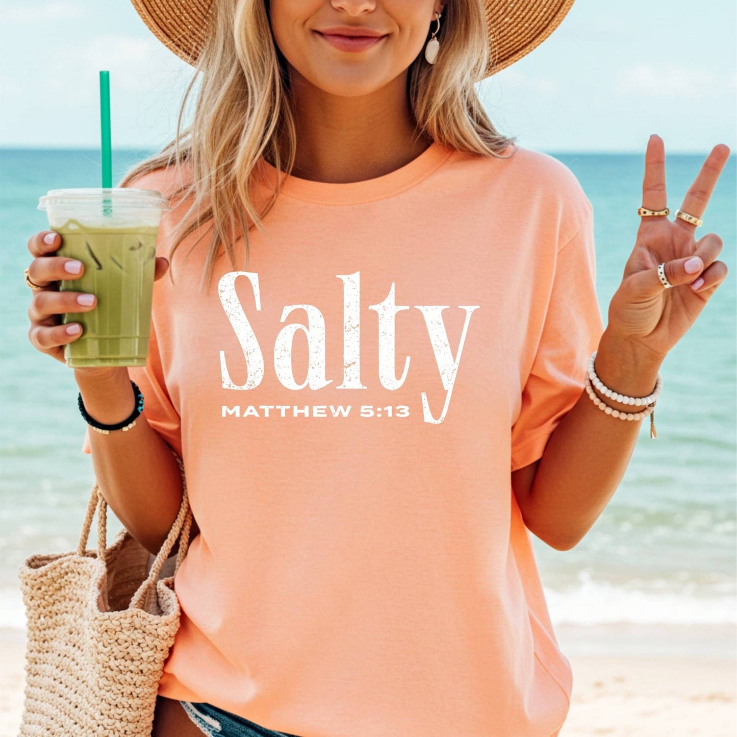 Salty Peach Bella Christian Summer Vacation Graphic Tee Unisex T-shirt, Sweatshirt, Hoodie, Long Sleeve Tee - T-Shirt, Sweatshirt, Hoodie