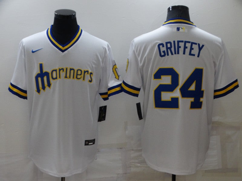 Men's Seattle Mariners Ken Griffey Jr. #24 White Replica Player Jersey baseball jersey product view 1