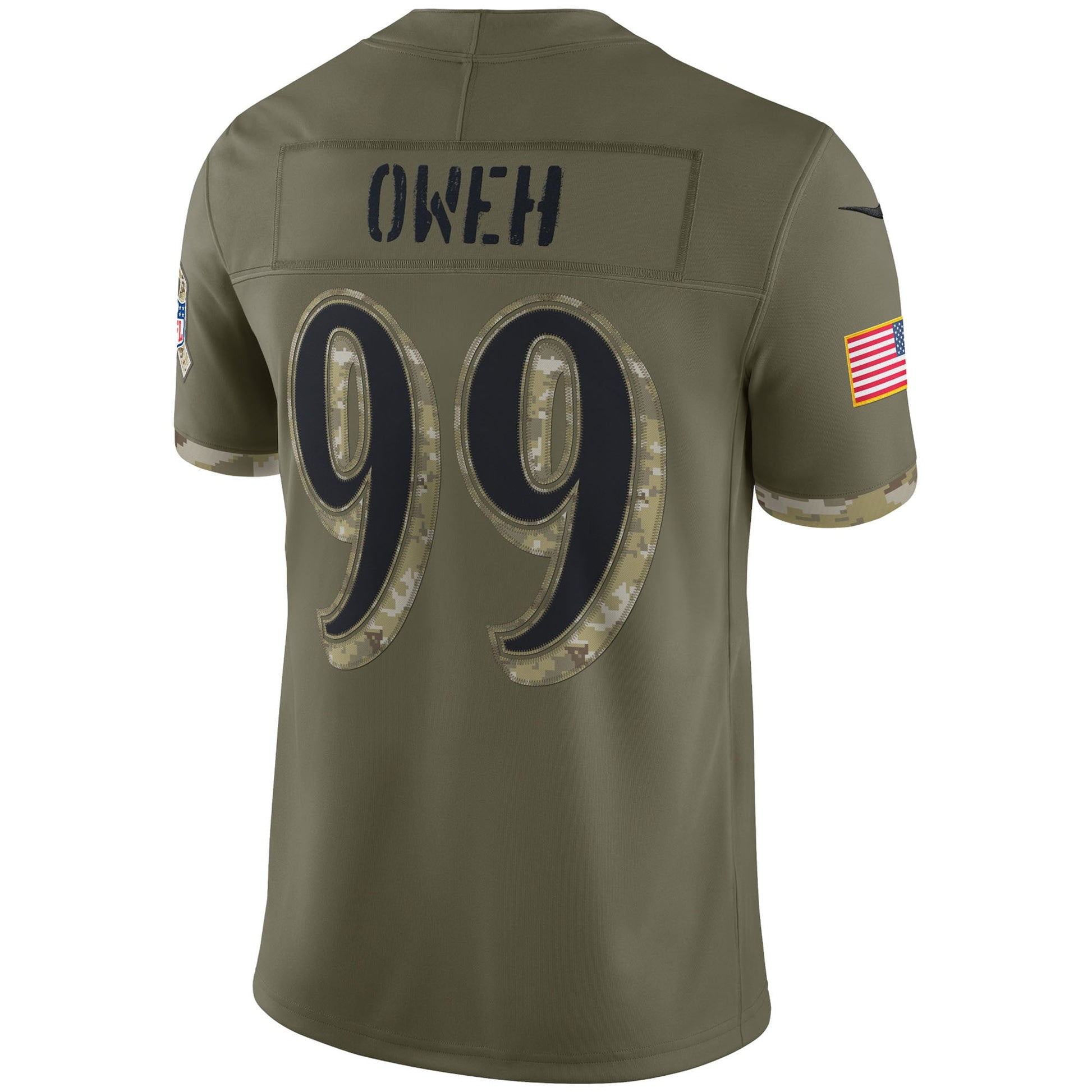 Odafe Oweh Baltimore Ravens 2022 Salute To Service Limited Jersey - Olive football jersey product view 3