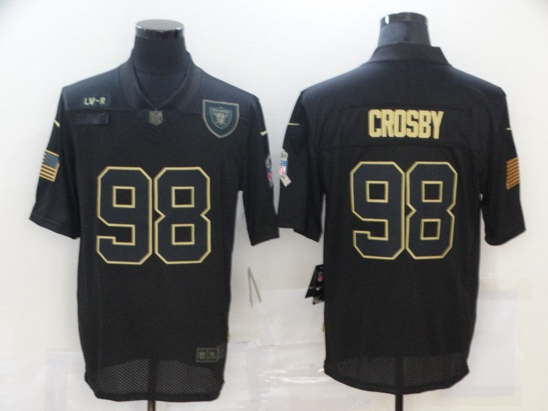 Men's Las Vegas Raiders Maxx Crosby Black 2020 Salute To Service Limited Jersey1 football jersey product view 1