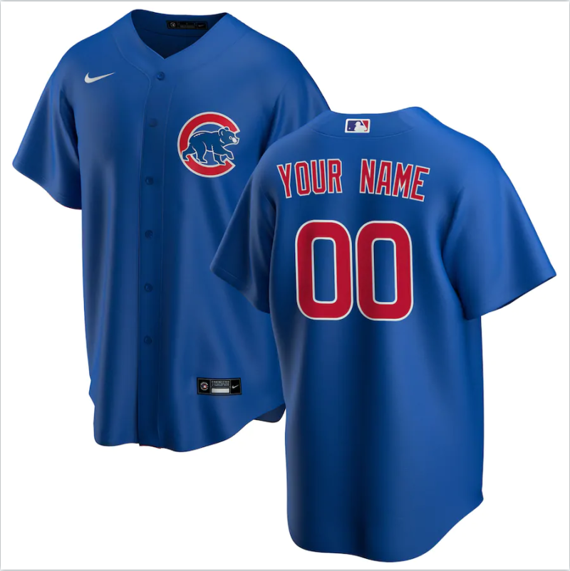 Men's Chicago Cubs Royal Alternate Replica Custom Jersey baseball jersey product view 1