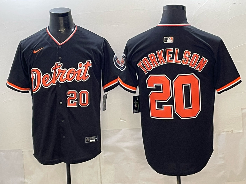 Men's Detroit Tigers Spencer Torkelson #20 Black Game Player Jersey baseball jersey product view 1