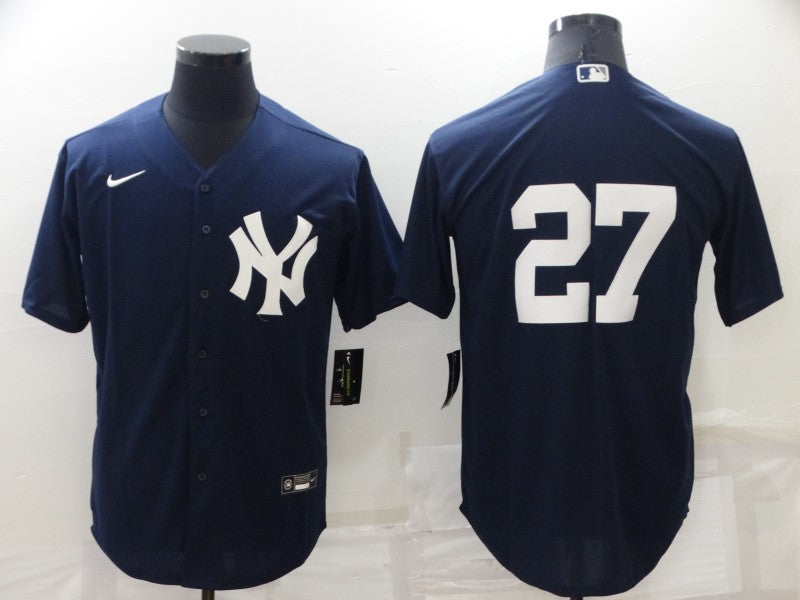 Men's New York Yankees Giancarlo Stanton #27 Navy Replica Player Name Jersey baseball jersey product view 1