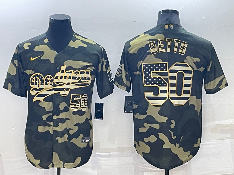 Men's Los Angeles Dodgers Mookie Betts #50 Camouflage Replica Baseball Jersey1 baseball jersey product view 1