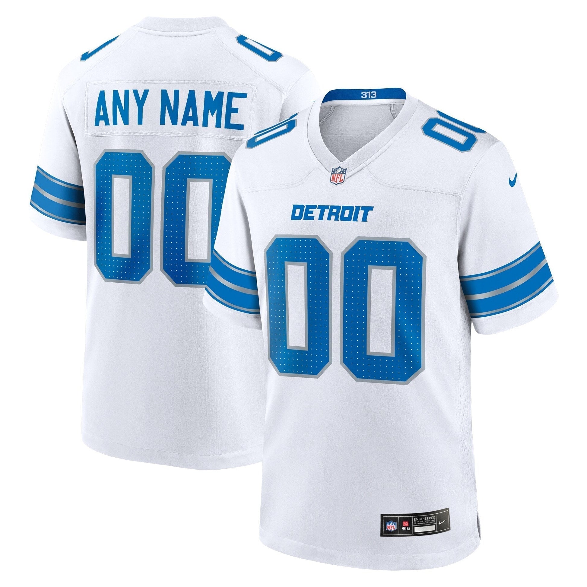 Detroit Lions Custom Game Jersey - White football jersey product view 1