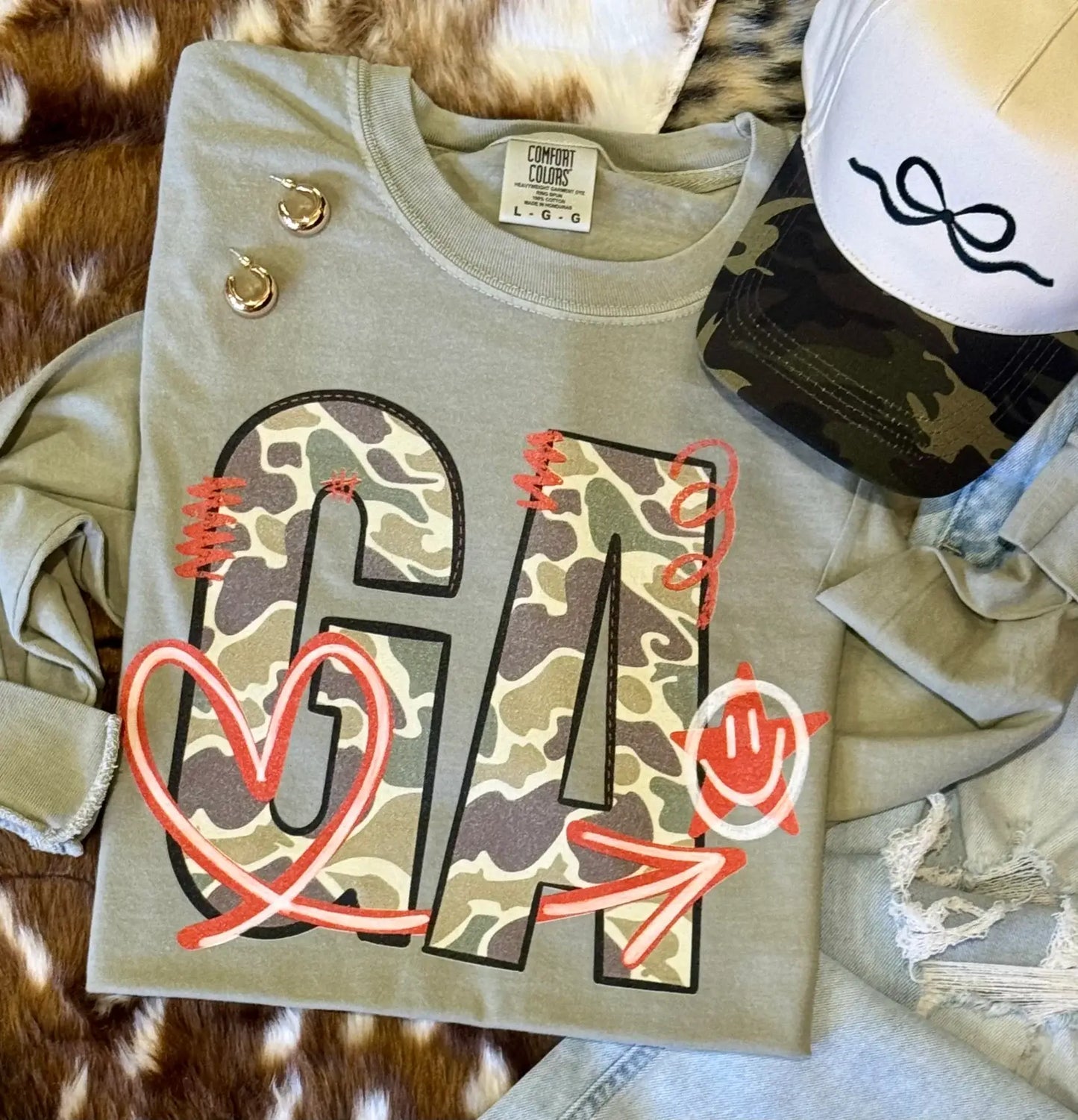 Ga Camo Doodle State Tee/Long Sleeve Unisex T-shirt, Sweatshirt, Hoodie, Long Sleeve Tee - T-Shirt, Sweatshirt, Hoodie