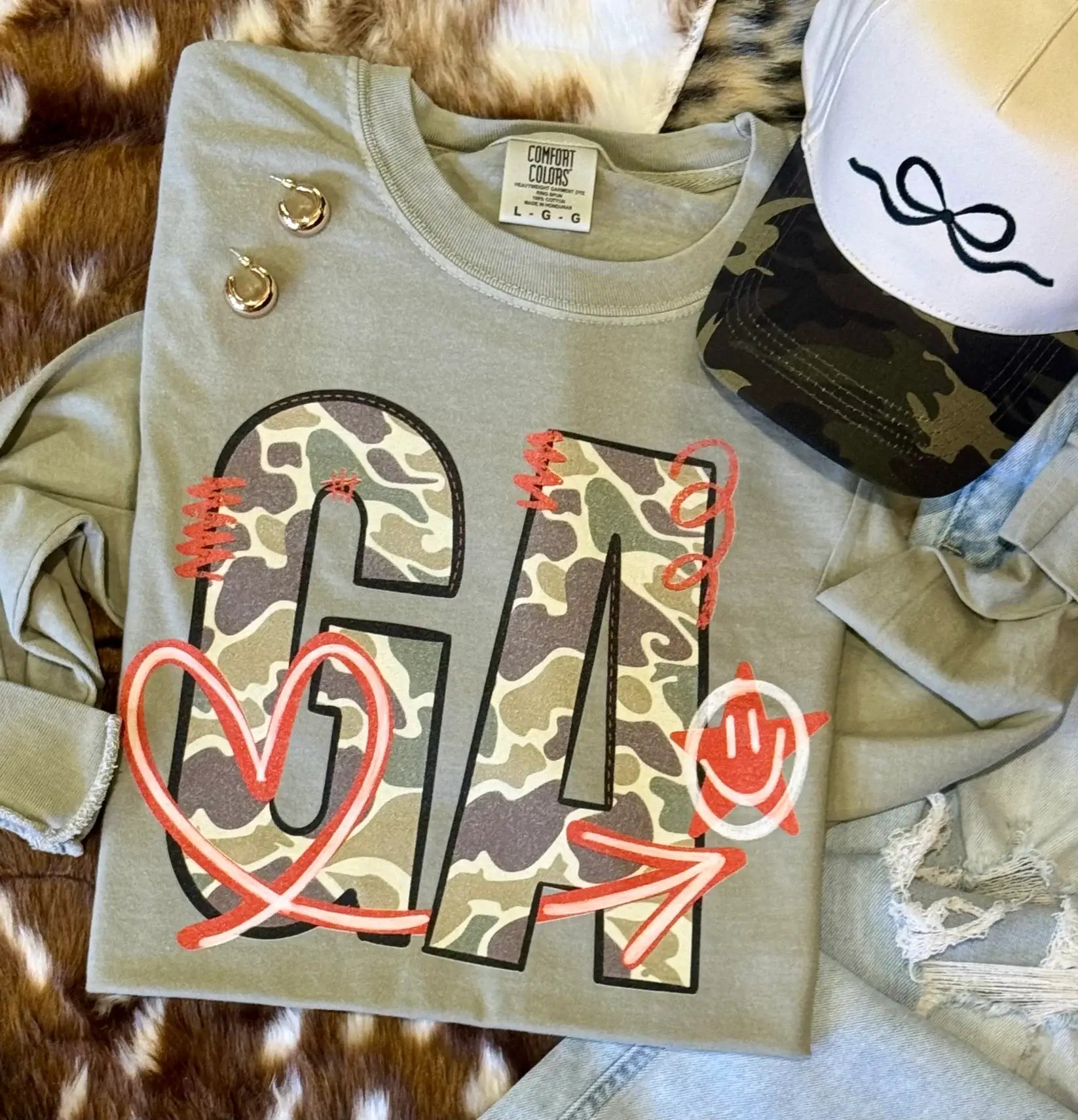 Ga Camo Doodle State Tee/Long Sleeve Unisex T-shirt, Sweatshirt, Hoodie, Long Sleeve Tee - T-Shirt, Sweatshirt, Hoodie
