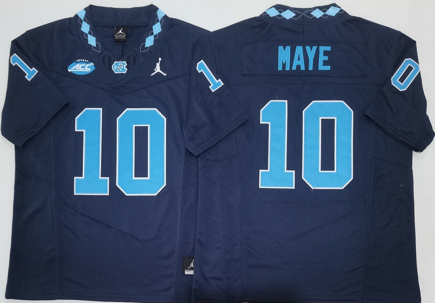 Men's North Carolina Tarheels Drake Maye #10 Navy Player Jersey sports jersey product view 1