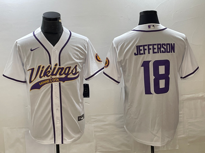 Men's Minnesota Vikings Justin Jefferson White Game Jersey Joint Edition football jersey product view 1