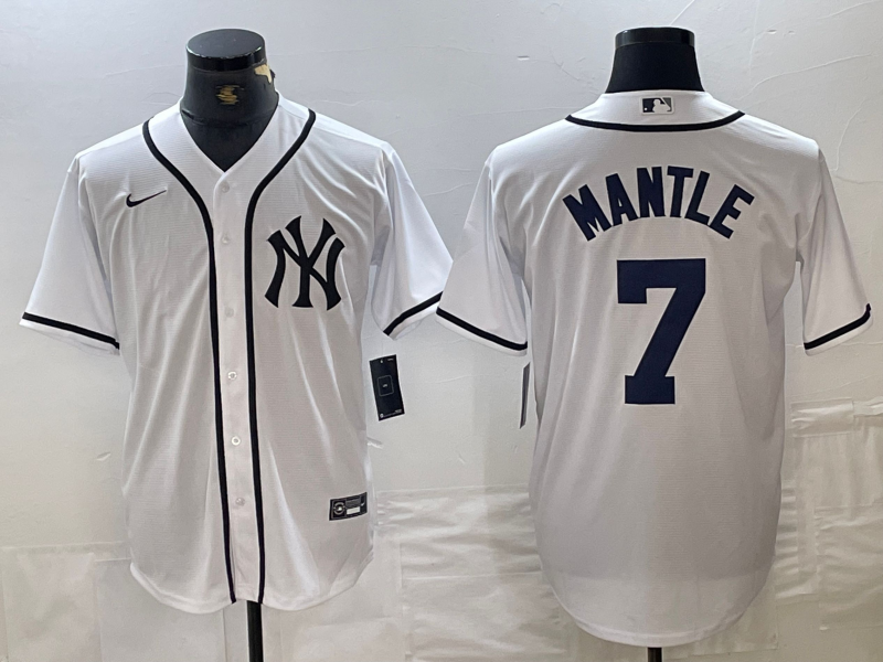 Men's New York Yankees Mickey Mantle White Limited Game Jersey baseball jersey product view 1