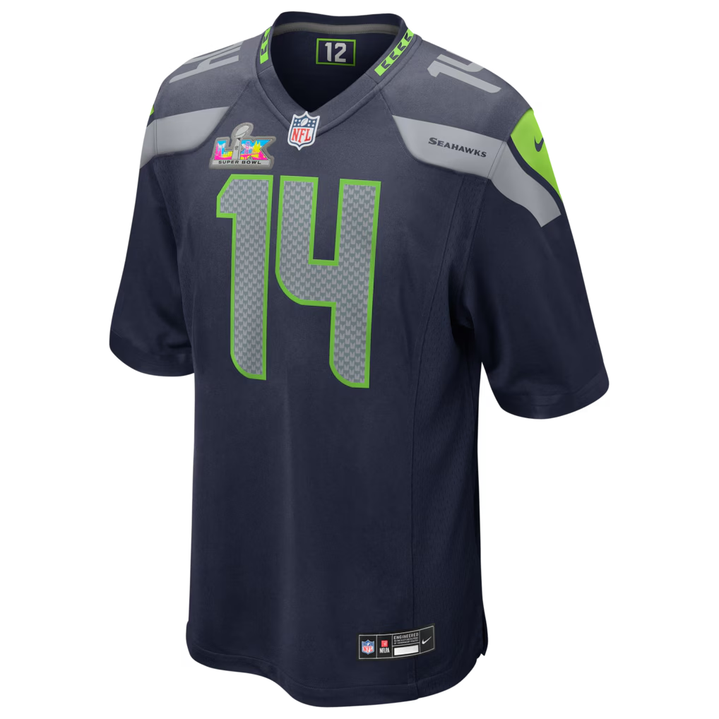 Men's Seattle Seahawks Sam Darnold College Navy Super Bowl LX Patch Game Jersey football jersey product view 2