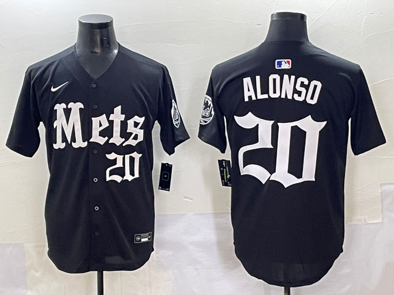 Men's New York Mets Pete Alonso Black Game Player Jersey baseball jersey product view 1
