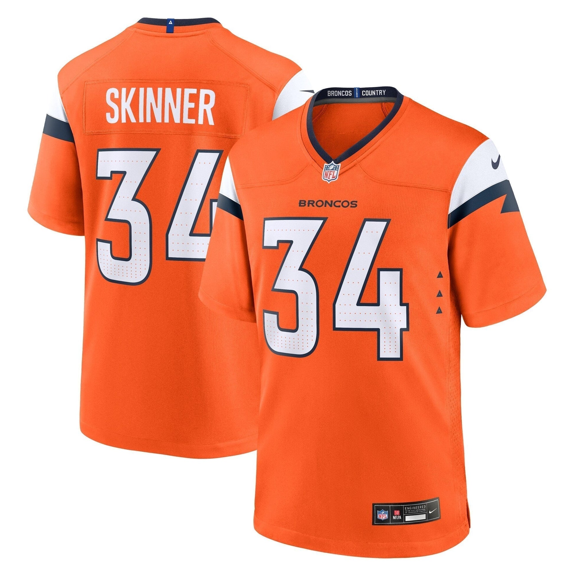 JL Skinner Denver Broncos Team Game Jersey - Orange football jersey product view 1