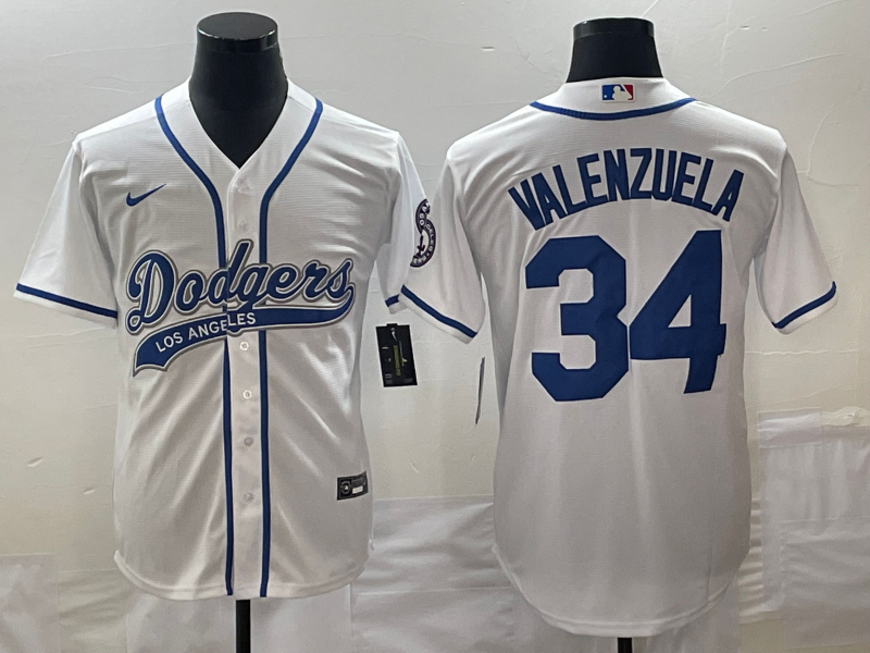 Men's Los Angeles Dodgers Fernando Valenzuela White Player Jersey Joint Edition baseball jersey product view 1