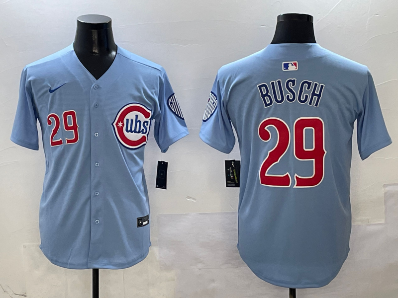 Men's Chicago Cubs Michael Busch #29 Light Blue 2nd Alternate Limited Player Jersey1 baseball jersey product view 1