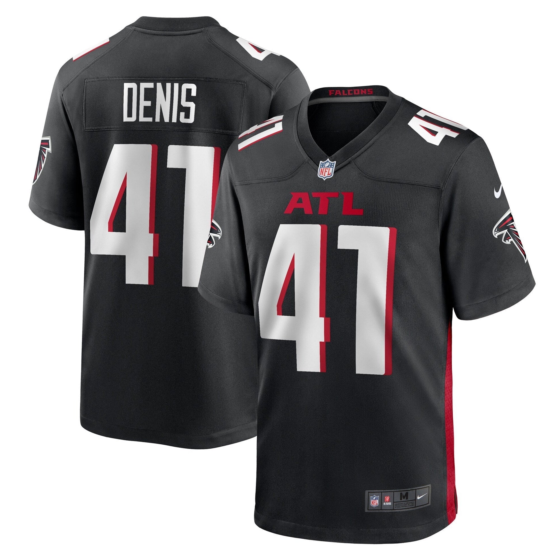 Lukas Denis Atlanta Falcons Game Jersey - Black football jersey product view 1