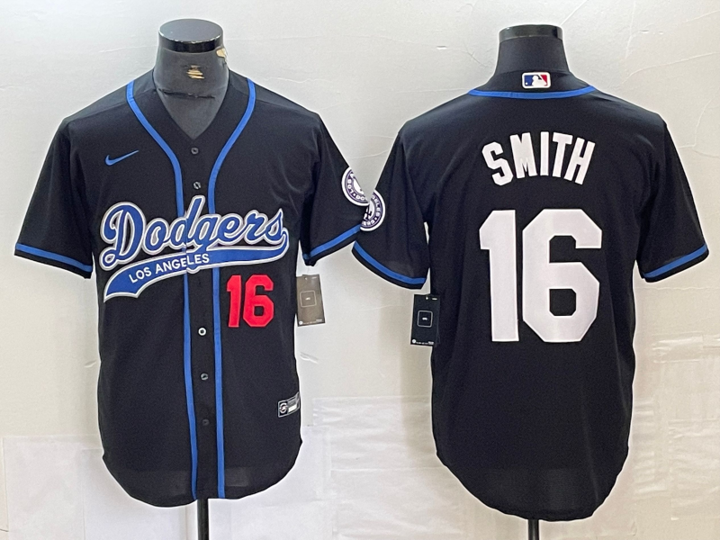 Men's Los Angeles Dodgers Will Smith Black Player Jersey Joint Edition baseball jersey product view 1