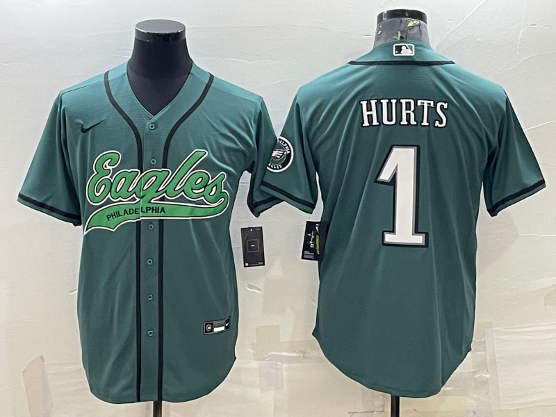 Men's Philadelphia Eagles Jalen Hurts Midnight Green Game Jersey Joint Edition football jersey product view 1
