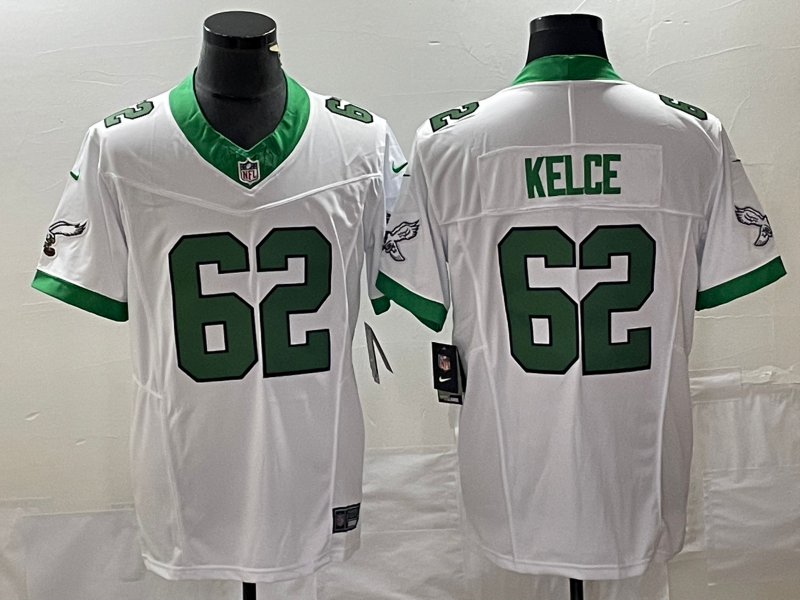 Men's Philadelphia Eagles Jason Kelce #62 White Game Jersey1 football jersey product view 1
