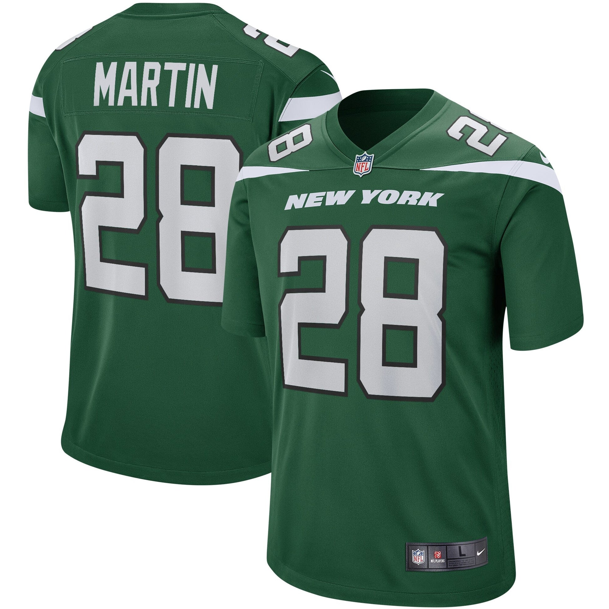Curtis Martin New York Jets Game Retired Jersey - Gotham Green football jersey product view 1