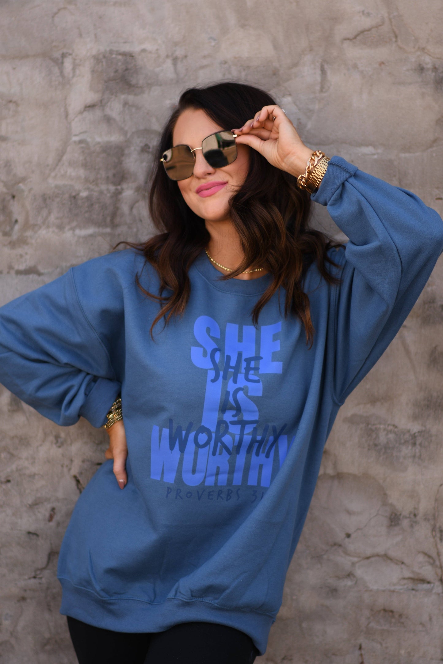 She Is Worthy Sweatshirt Unisex T-shirt, Sweatshirt, Hoodie, Long Sleeve Tee - T-Shirt, Sweatshirt, Hoodie