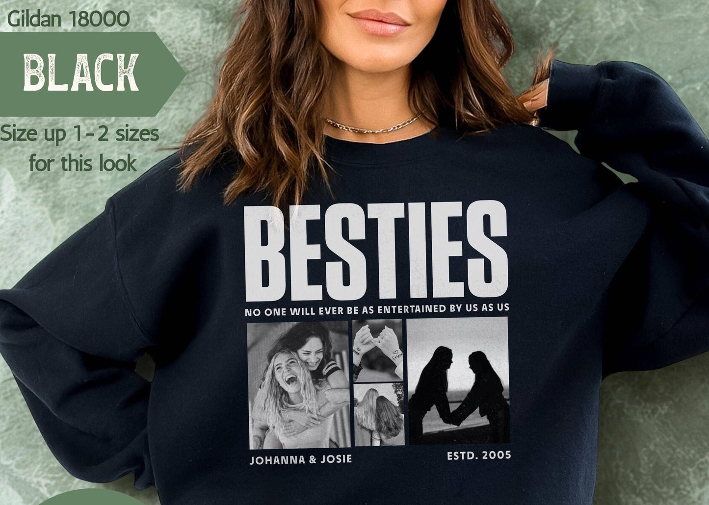 Personalized Bestie Photo Name Sweater Bff Gift Unisex T-shirt, Sweatshirt, Hoodie, Long Sleeve Tee - T-Shirt, Sweatshirt, Hoodie