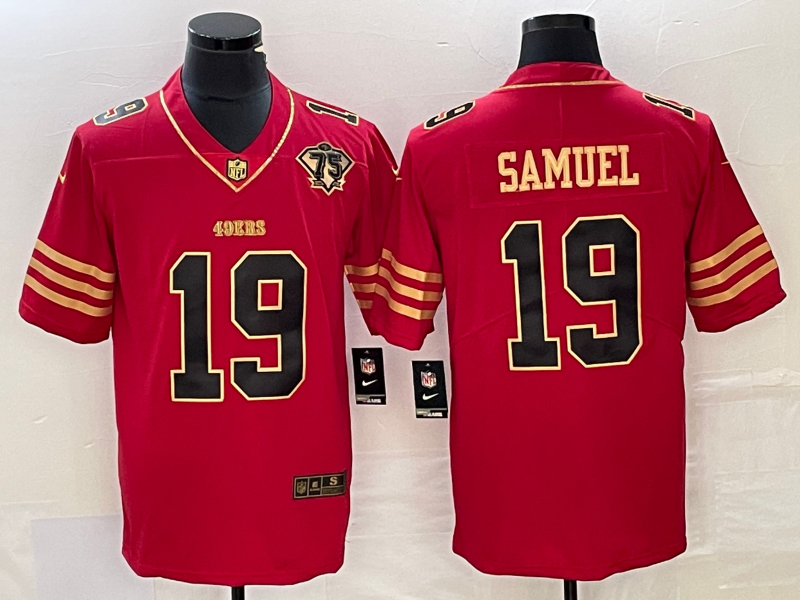 Men's San Francisco 49ers Deebo Samuel Red 75th Anniversary Player Jersey football jersey product view 1