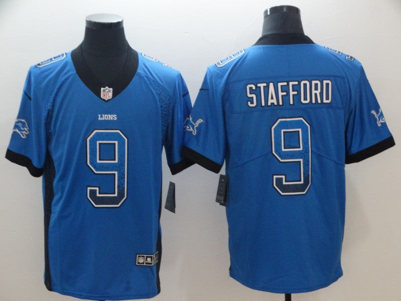 Men's Detroit Lions Matthew Stafford #9 Blue Game Jersey1 football jersey product view 1