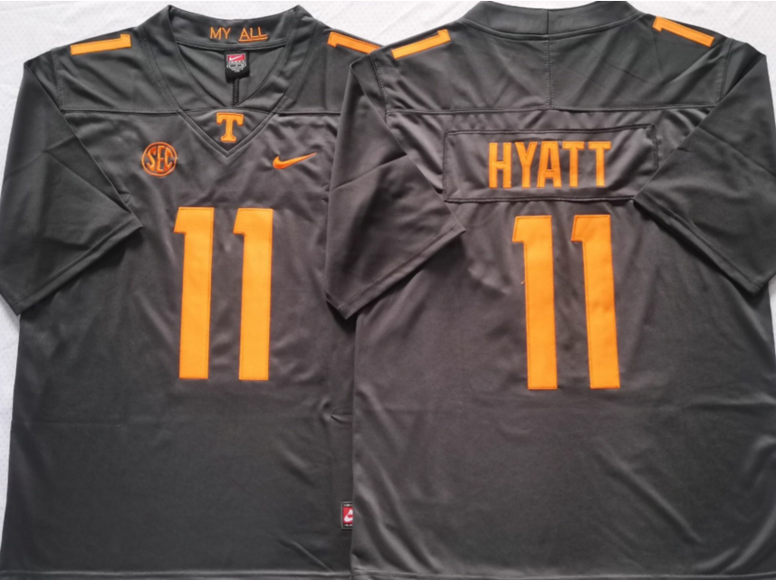 Men's Tennessee Volunteers Jalin Hyatt Black Player Game Jersey sports jersey product view 1