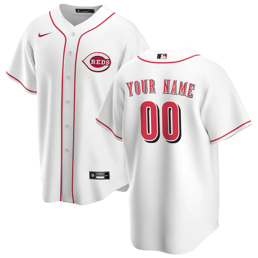Men's Cincinnati Reds White Home Replica Custom Jersey1 baseball jersey product view 1
