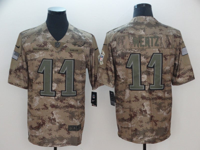 Men's Philadelphia Eagles Carson Wentz #11 Camouflage Game Jersey1 football jersey product view 1