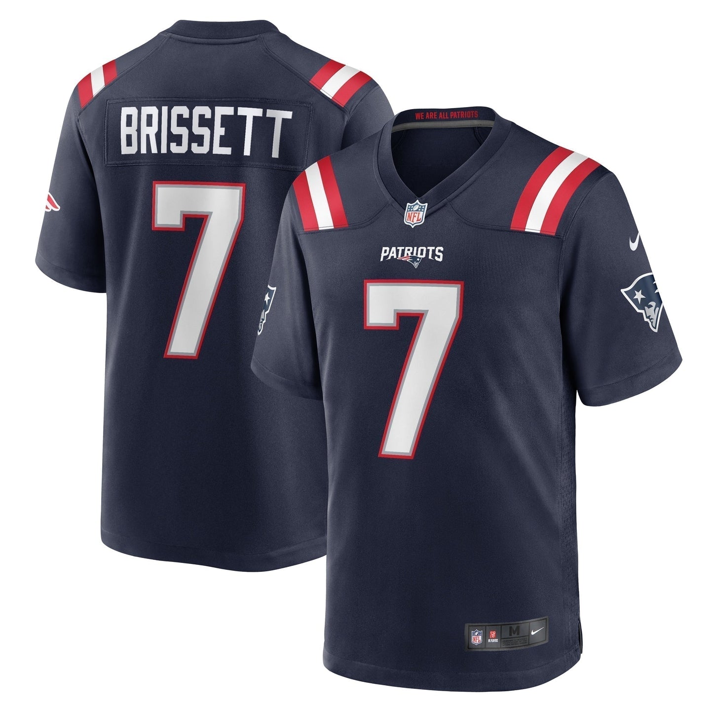 Jacoby Brissett New England Patriots Game Jersey - Navy football jersey product view 1