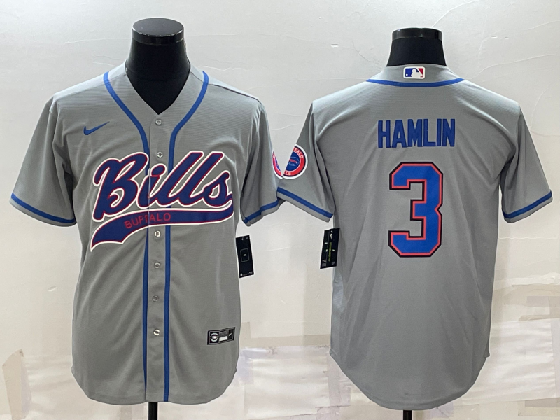 Men's Buffalo Bills Damar Hamlin #3 Gray Game Jersey1 Joint Edition football jersey product view 1